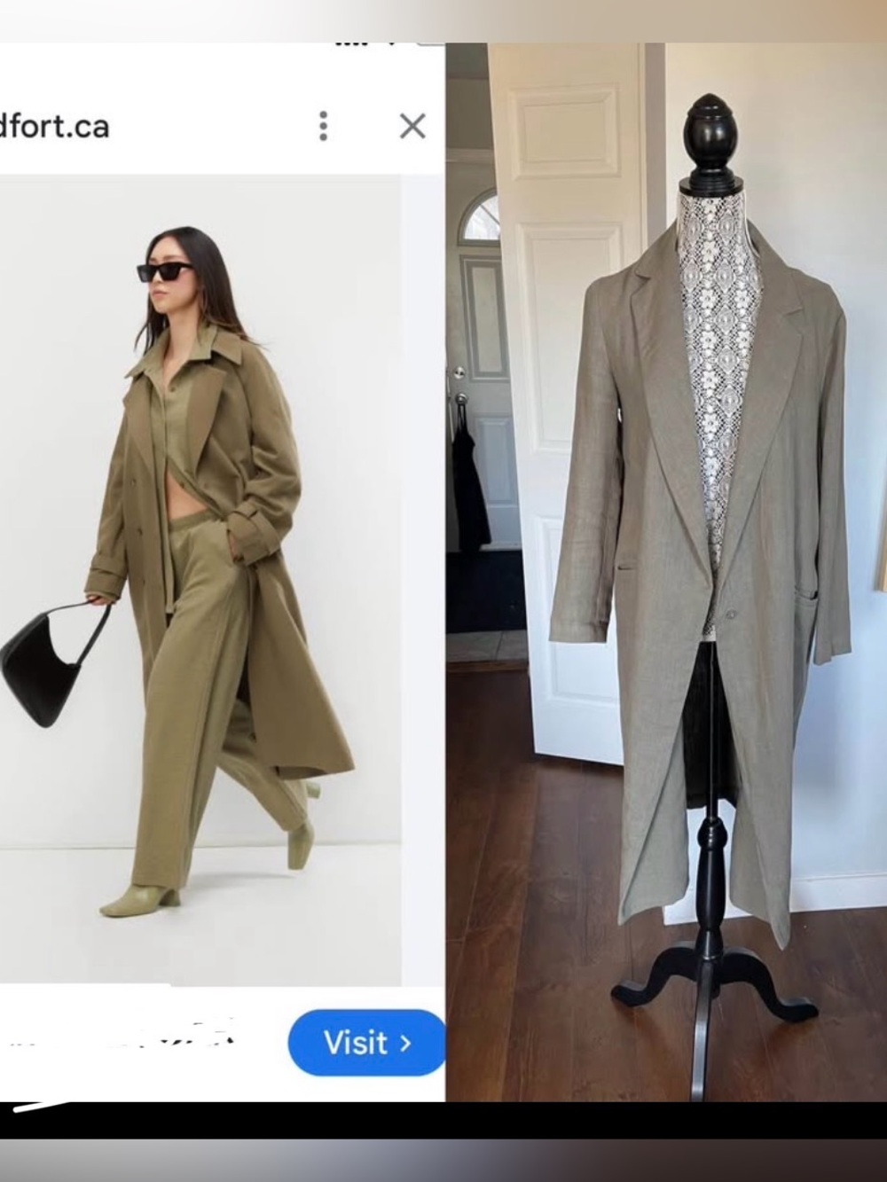 Oak + Fort 100% Linen Oversized Duster Trench Coat Jacket. Pockets. O/S.